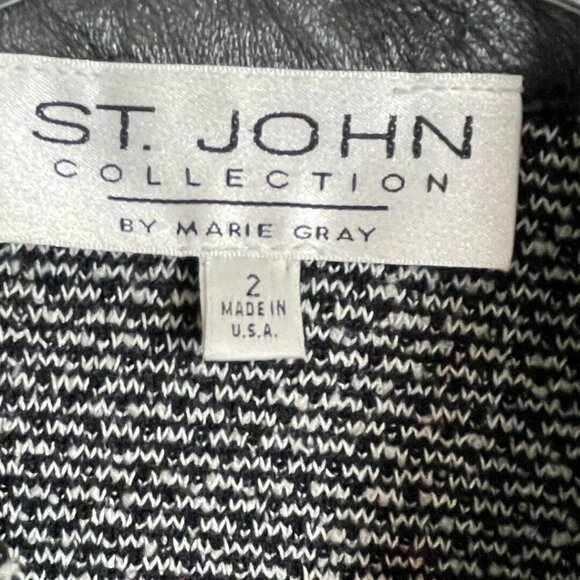 St. John Collection Tweed Blazer Leather Collar - Picture 2 of 8